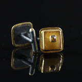 Amber, Diamond & Gold Cufflinks