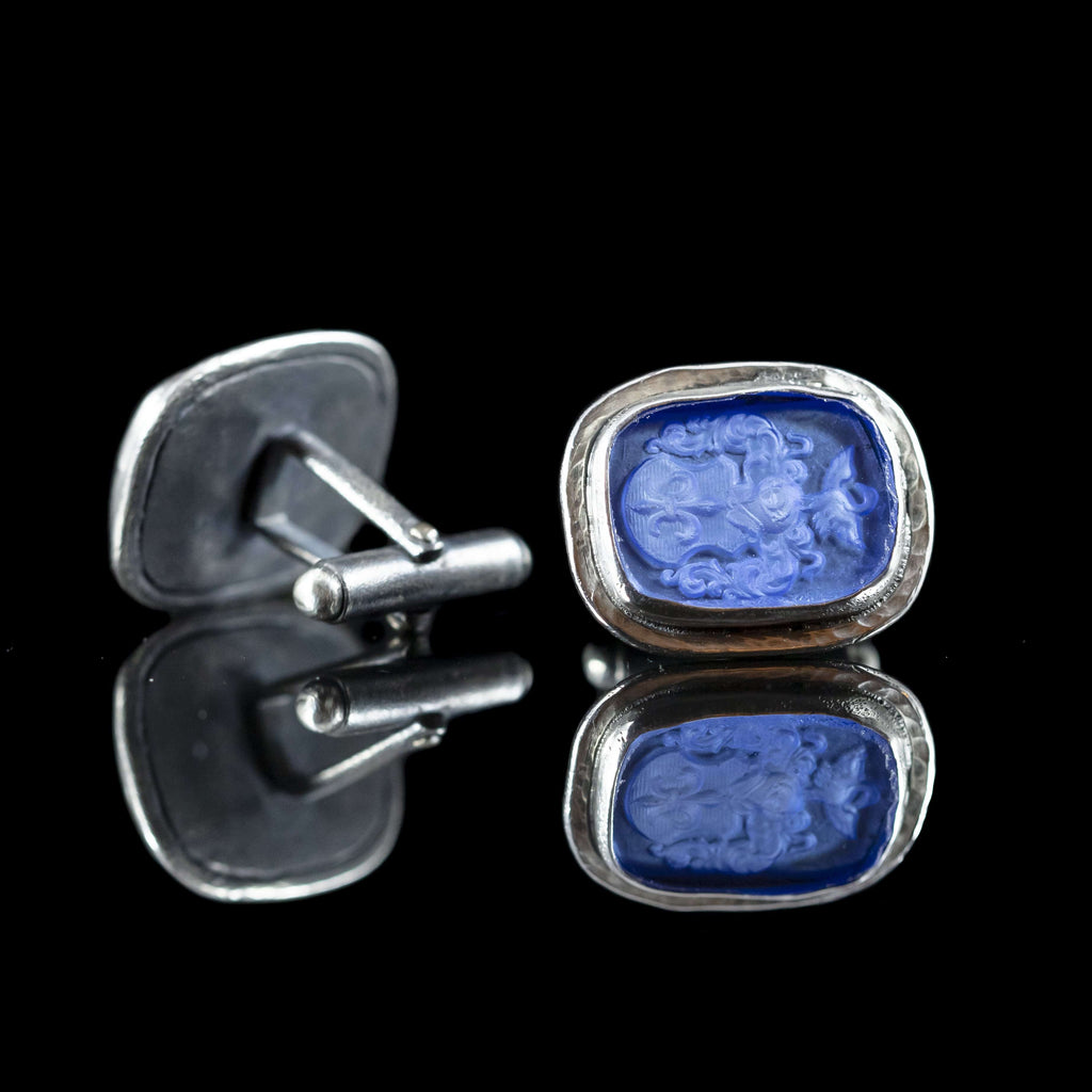 Silver & Blue Crest Intaglio Cufflinks II