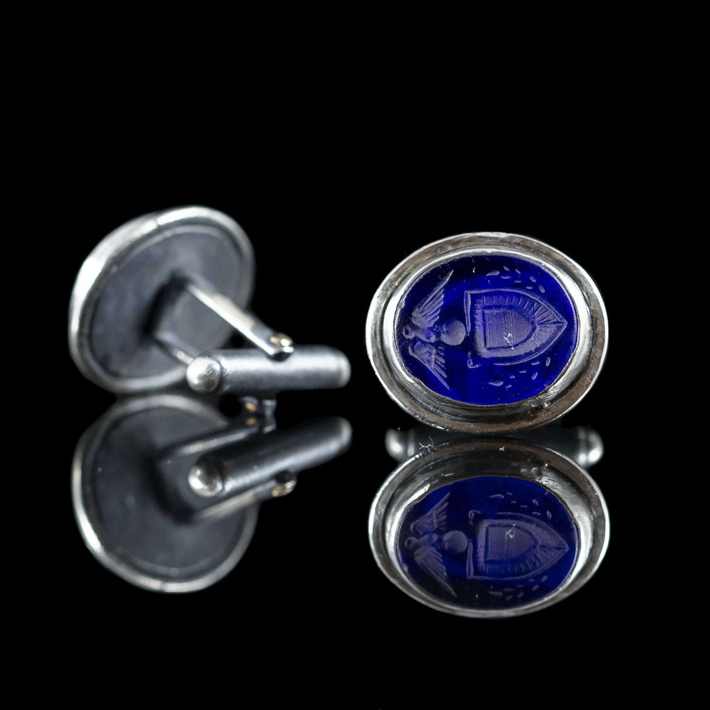 Silver & Blue Crest Intaglio Cufflinks I