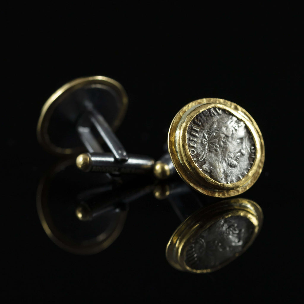 Hadrian Silver Coin & Gold Cufflinks