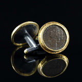 Queen Victoria Copper Coin & Gold Cufflinks