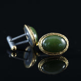Green Jade & Gold Cufflinks
