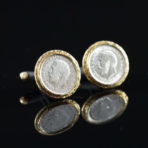 George V Silver Coin & Gold Cufflinks IV