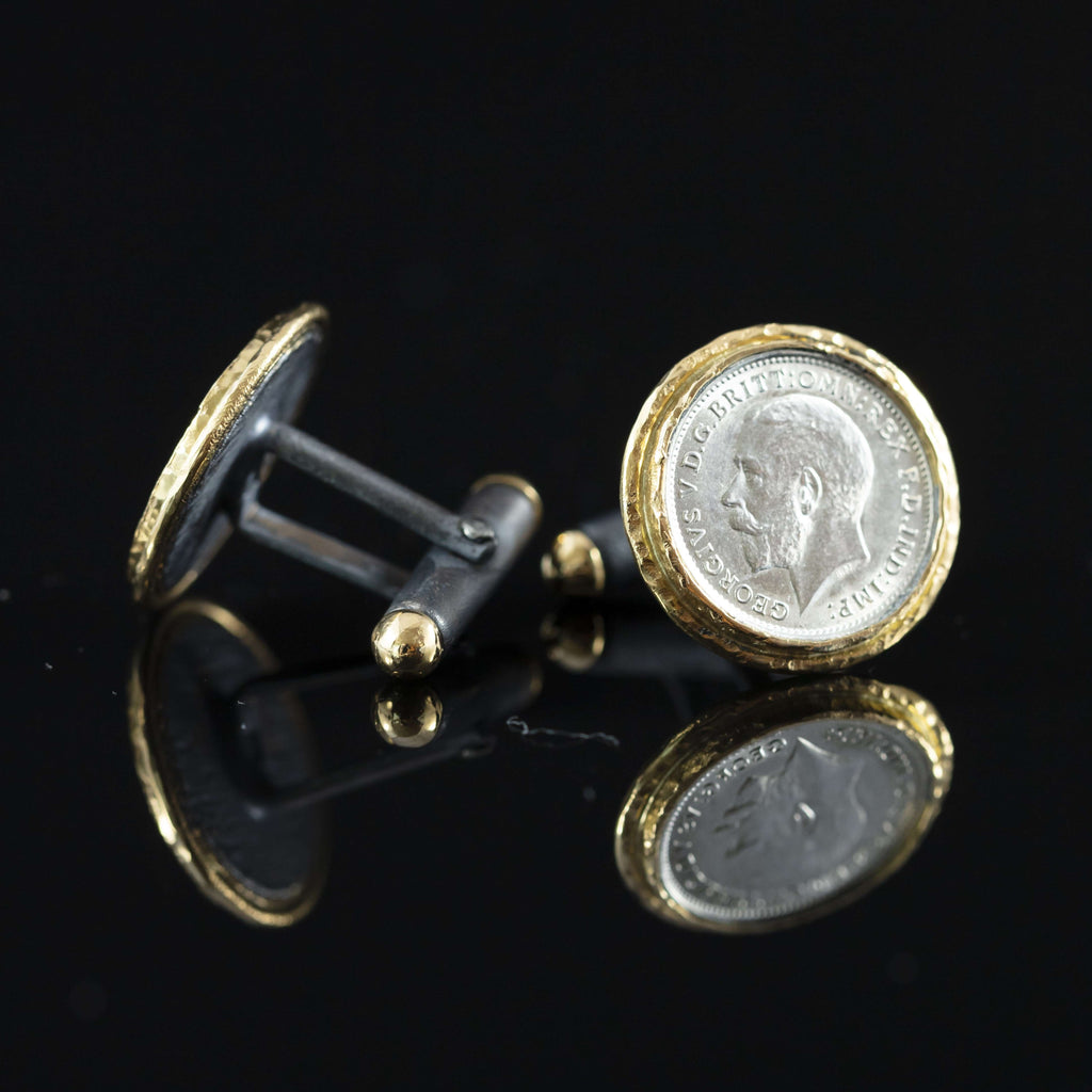 George V Silver Coin & Gold Cufflinks IV