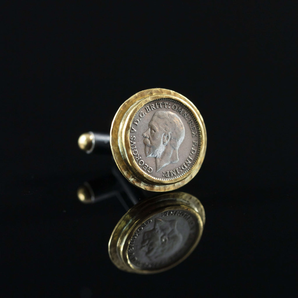 George V Silver Coin & Gold Cufflinks V