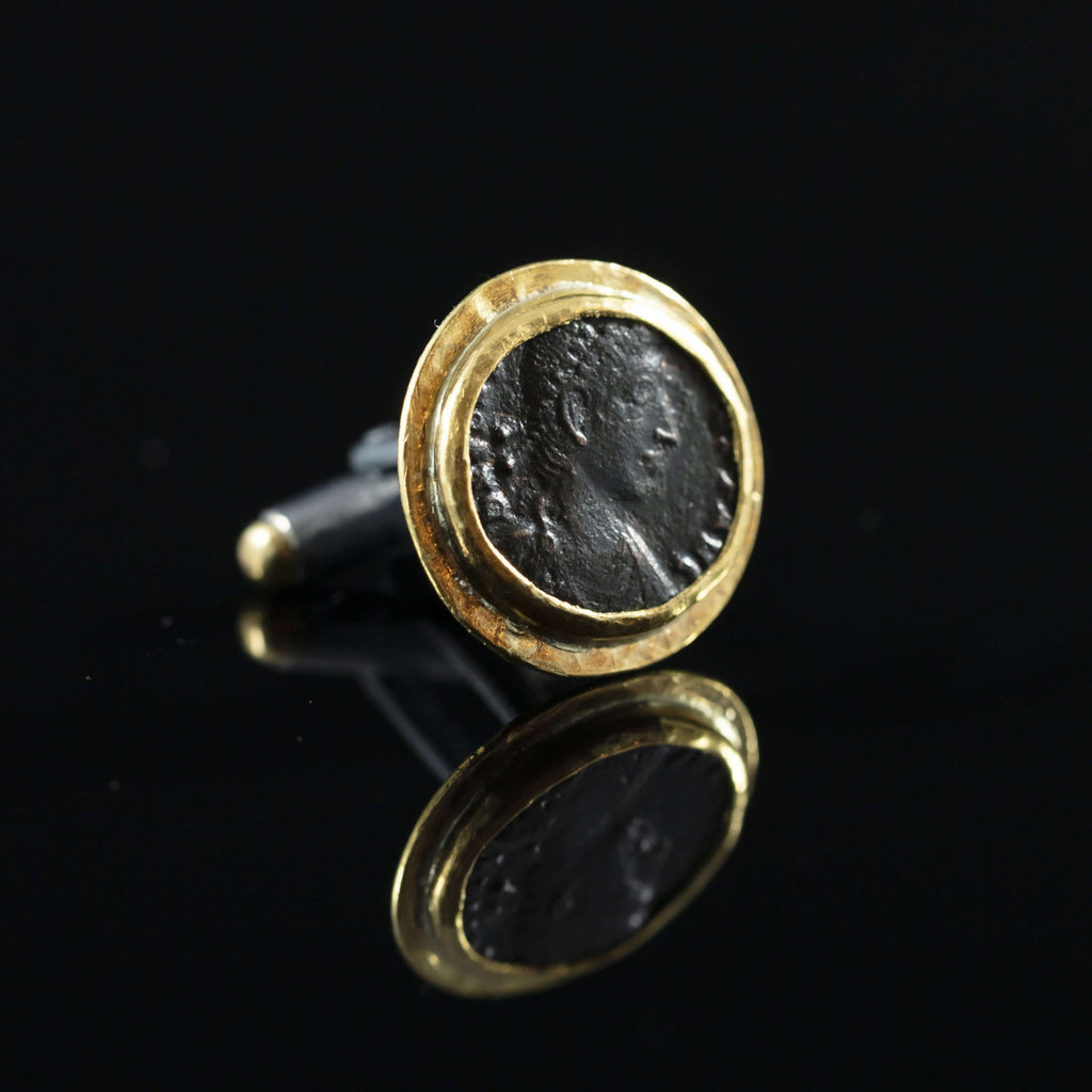 Roman Empire Copper Coin & Gold Cufflinks VII