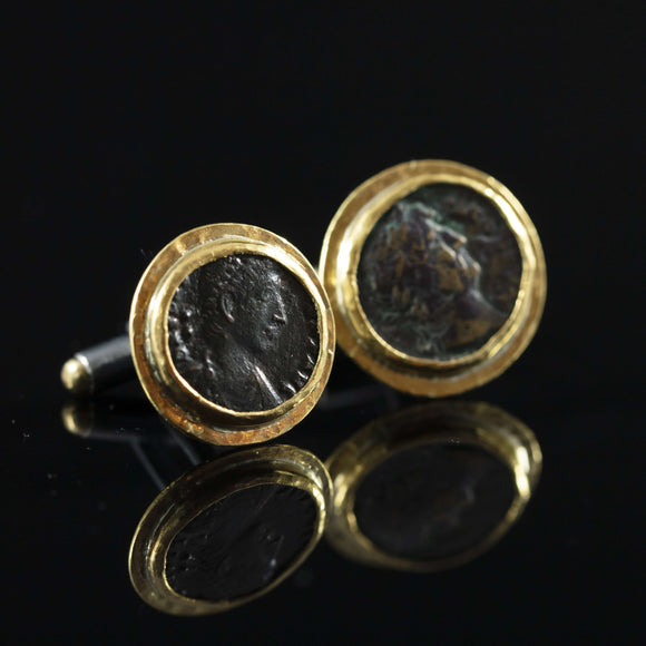Roman Empire Copper Coin & Gold Cufflinks VII