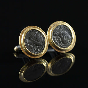 Roman Empire Copper Coin & Gold Cufflinks V